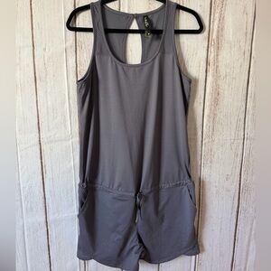 Lukka Lux Women's Charcoal Grey Sleeveless Drawstring
Romper with Mesh Detail M